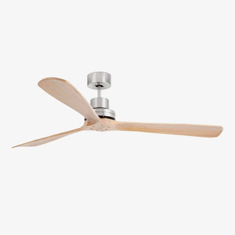 LANTAU XL Ø168cm Satin Nickel/Pine Solid Wood ceiling fan with remote control
