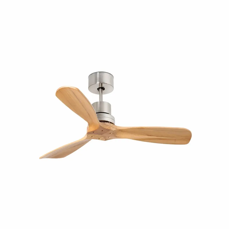 LANTAU S Ø107cm Satin Nickel/Pine Solid Wood ceiling fan with remote control