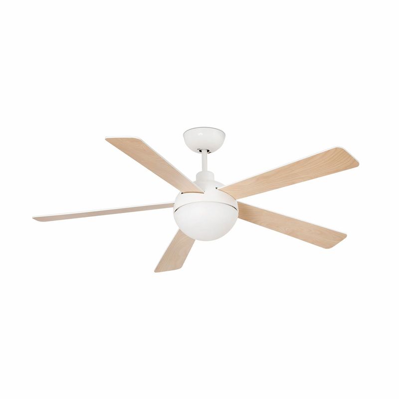 IZARO Ø130cm White Glossy, Blades reversible White/Maple, light integrated and remote control