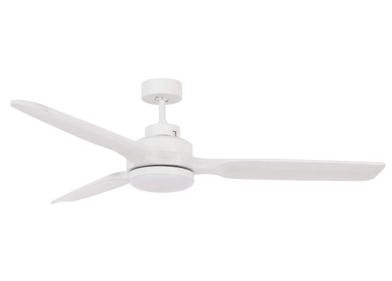 SHOALHAVEN Ø142cm White/White Washed Solid Wood ceiling fan with light integrated and remote control