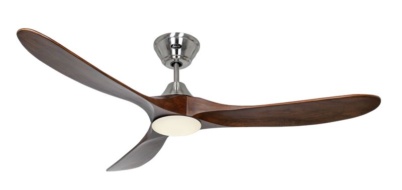 ECO GENUINO-L Ø152cm Brushed Chrome/Walnut Solid Wood ceiling fan with light integrated and remote control