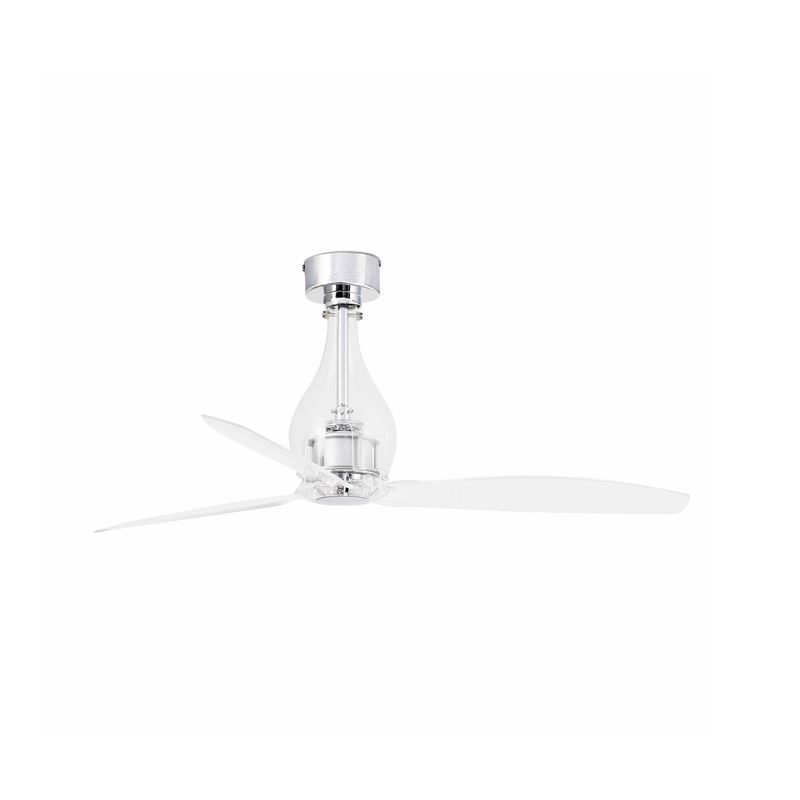 MINI ETERFAN Ø128cm Chrome/Transparent ceiling fan with remote control