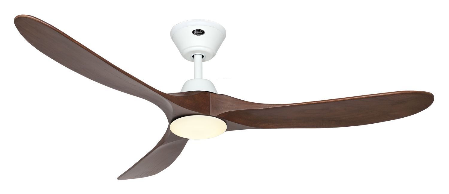 ECO GENUINO-L Ø152cm Matt White/Walnut Solid Wood ceiling fan with light integrated and remote control