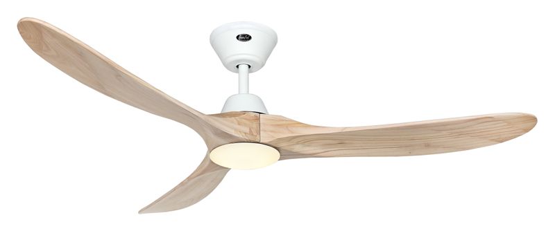 ECO GENUINO-L Ø152cm Matt White/Natural Solid Wood ceiling fan with light integrated and remote control