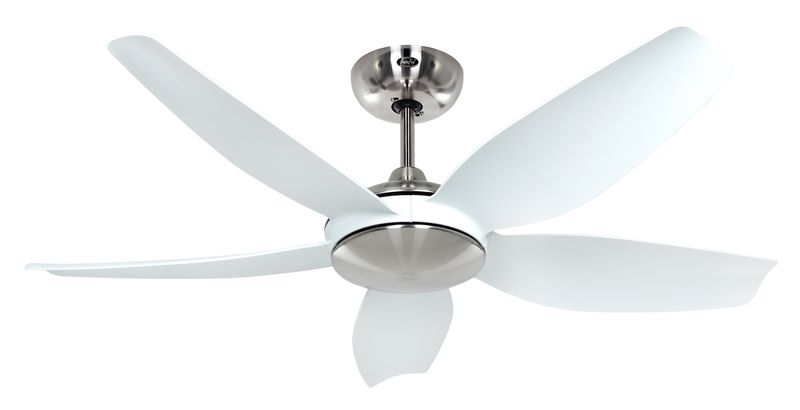 ECO VOLARE II Ø116 Brushed Chrome/White ceiling fan with remote control