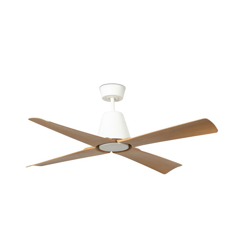 TYPHOON Ø130cm IP44 outdoor ceiling fan White/Maple with light integrated and remote control