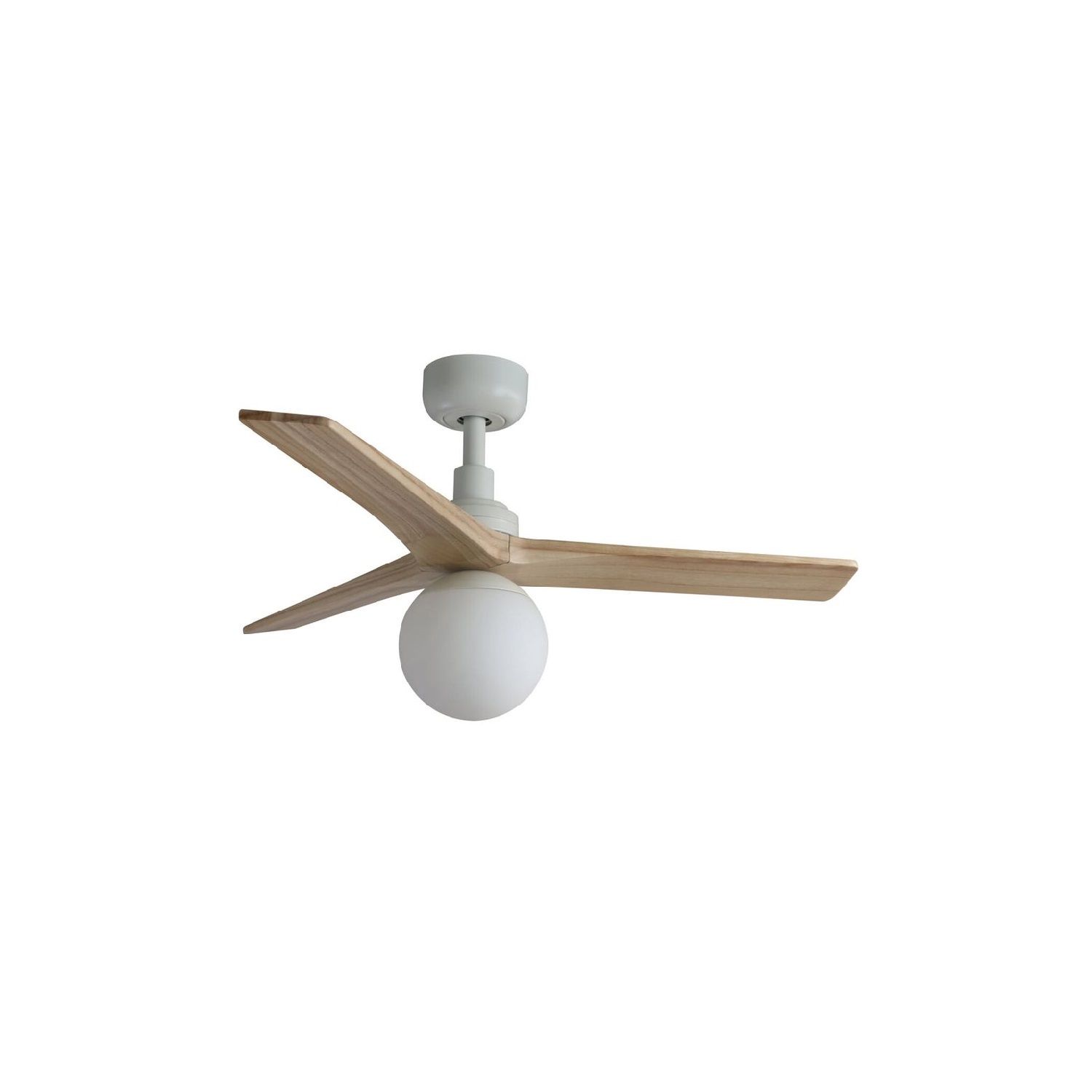 KLIM S Ø92cm Matt White/Oak Solid Wood ceiling fan with light integrated and remote control