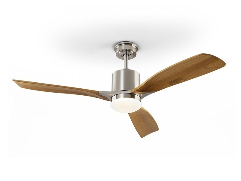 ANEMOS Ø132cm nickel/cherry Solid Wood ceiling fan with light integrated and remote control
