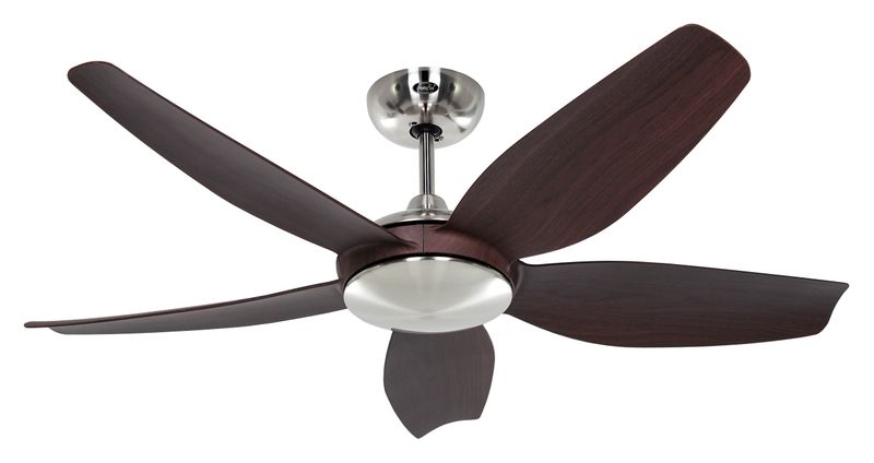 ECO VOLARE II Ø116 Brushed Chrome/Walnut ceiling fan with remote control