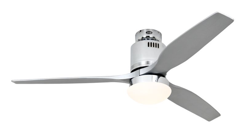AERODYNAMIX ECO Ø132cm Polished Chrome/Silver Grey Solid Wood ceiling fan with light integrated and remote control 