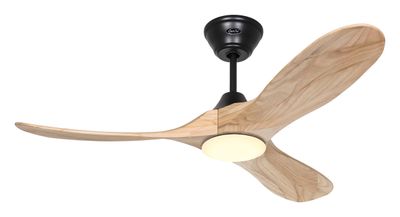 ECO GENUINO-L Ø122cm Matt Black/Natural Solid Wood ceiling fan with light integrated and remote control