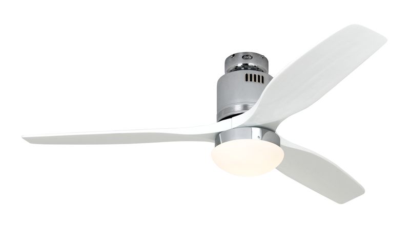 AERODYNAMIX ECO Ø132cm Polished Chrome/White Solid Wood ceiling fan with light integrated and remote control 