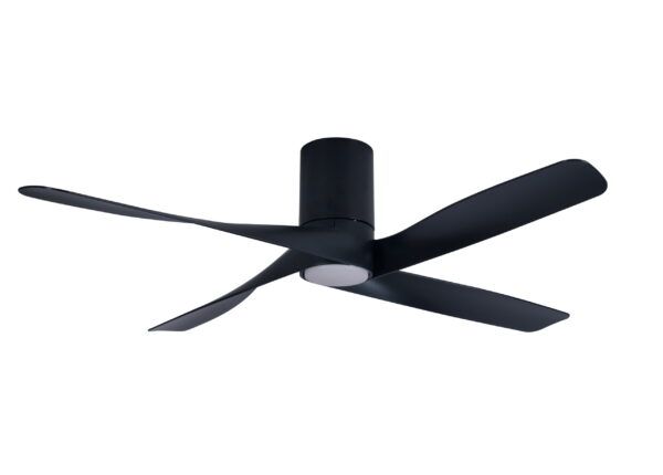 RIVIERA Ø132cm Black flush ceiling fan with light integrated and remote control