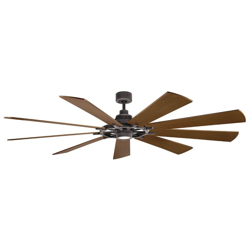 GENTRY Ø216cm Weathered Zinc, Blade reversible White Walnut /Dark Walnut, light integrated and remote control