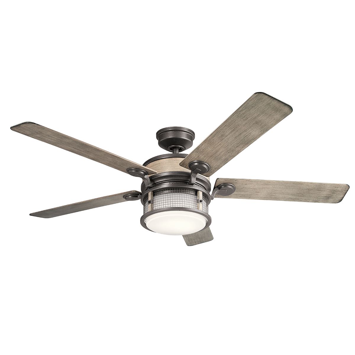 AHRENDALE Ø152cm IP44 outdoor ceiling fan Anvil Iron/Antique Grey with light integrated and remote control