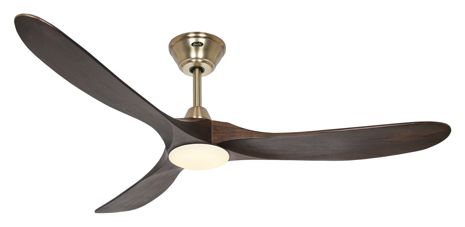 ECO GENUINO-L Ø152cm Brushed Brass/Walnut Solid Wood ceiling fan with light integrated and remote control