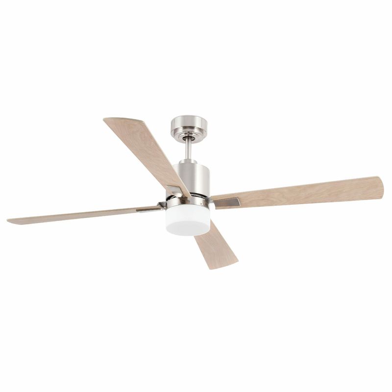 PALK Ø132cm Satin Nickel/Maple ceiling fan light integrated and remote control