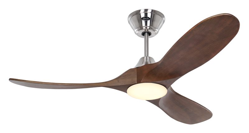 ECO GENUINO-L Ø122cm Brushed Chrome/Walnut Solid Wood ceiling fan with light integrated and remote control