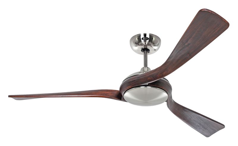 ECO INTERIOR Ø140cm Brushed Chrome/Walnut Solid Wood ceiling fan with remote control