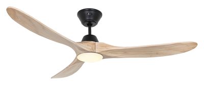 ECO GENUINO-L Ø152cm Matt Black/Natural Solid Wood ceiling fan with light integrated and remote control