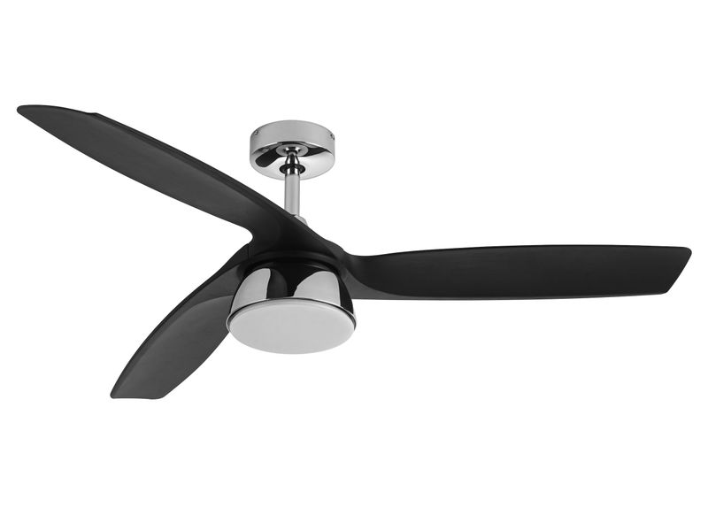 BRONX Ø132cm Chrome/Black ceiling fan with light integrated and remote control