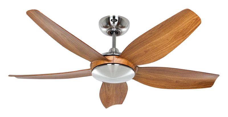 ECO VOLARE II Ø116 Brushed Chrome/Natural Oak ceiling fan with remote control