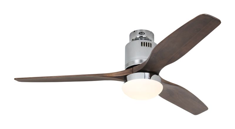 AERODYNAMIX ECO Ø132cm Polished Chrome/Walnut Solid Wood ceiling fan with light integrated and remote control 