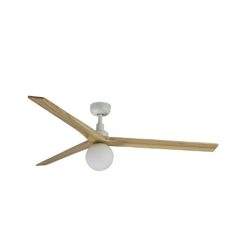 KLIM L Ø150cm Matt White/Oak Solid Wood ceiling fan with light integrated and remote control