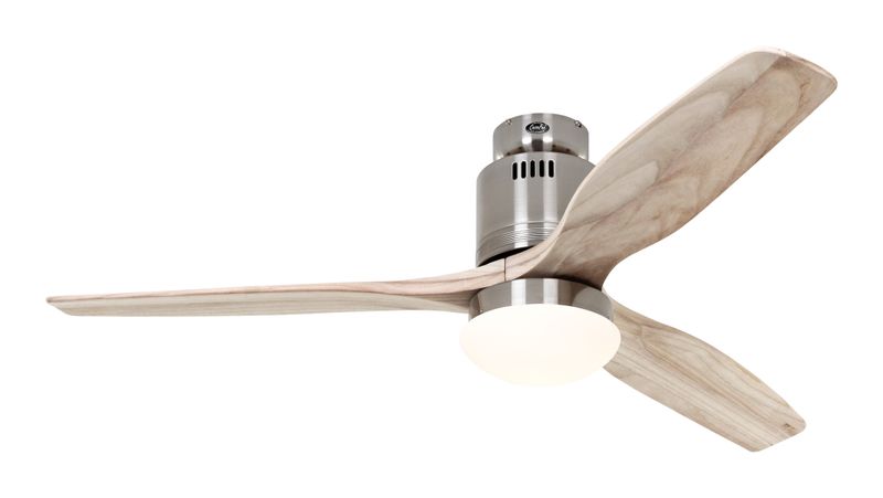 AERODYNAMIX ECO Ø132cm Brushed Chrome/Natural Solid Wood ceiling fan with light integrated and remote control 