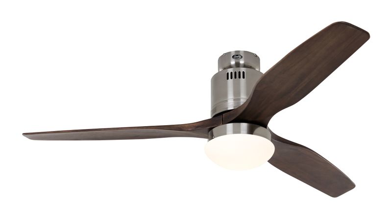 AERODYNAMIX ECO Ø132cm Brushed Chrome/ Walnut Solid Wood ceiling fan with light integrated and remote control