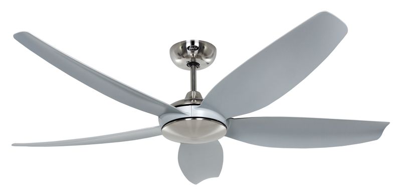 ECO VOLARE II Ø142 Brushed Chrome/Light Grey ceiling fan with remote control