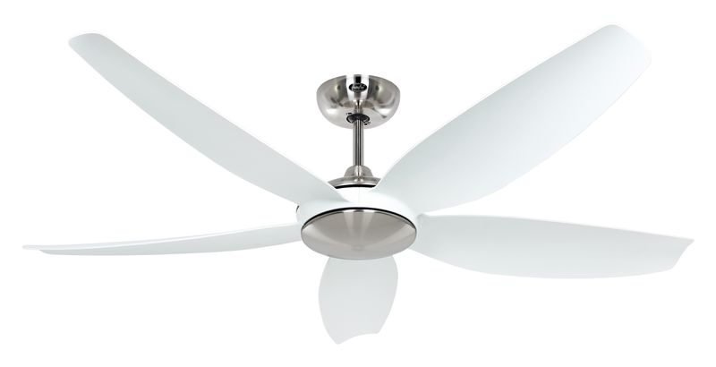 ECO VOLARE II Ø142 Brushed Chrome/White ceiling fan with remote control