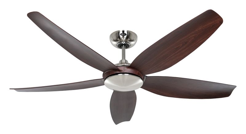 ECO VOLARE II Ø142 Brushed Chrome/Walnut ceiling fan with remote control