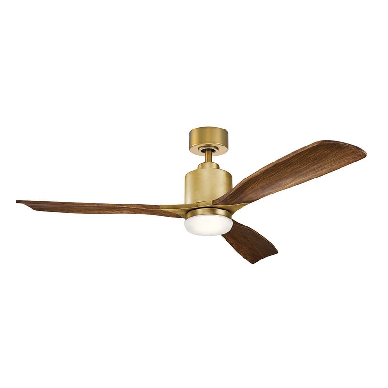 RIDLEY II Ø132cm Natural Brass/Cherry Solid Wood ceiling fan with light integrated and remote control