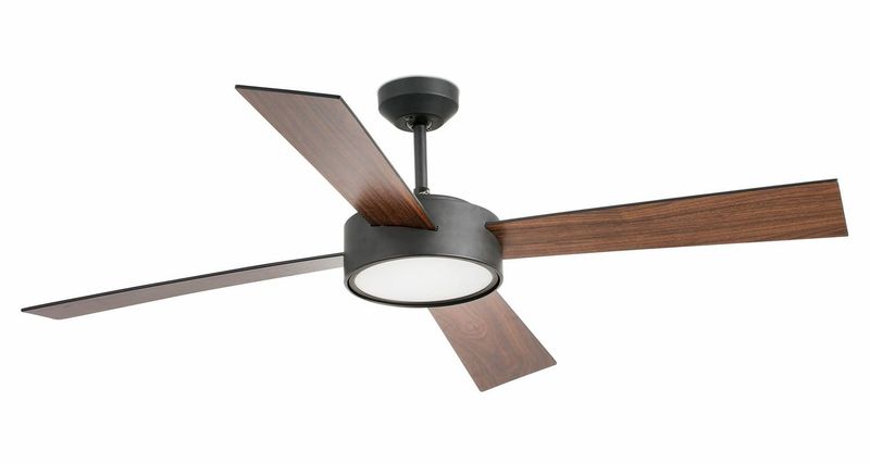 HYDRA Ø132cm Matt Black, Blades reversible Dark Walnut/Black with light integrated and remote control