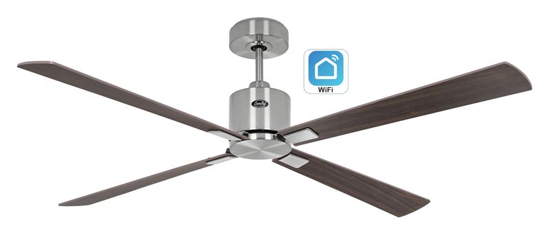 ECO CONCEPT Ø152cm Brushed Chrome, 2,3 or 4 Blades mounting reversible Walnut/Cherry WiFi and/or Remote Control operation