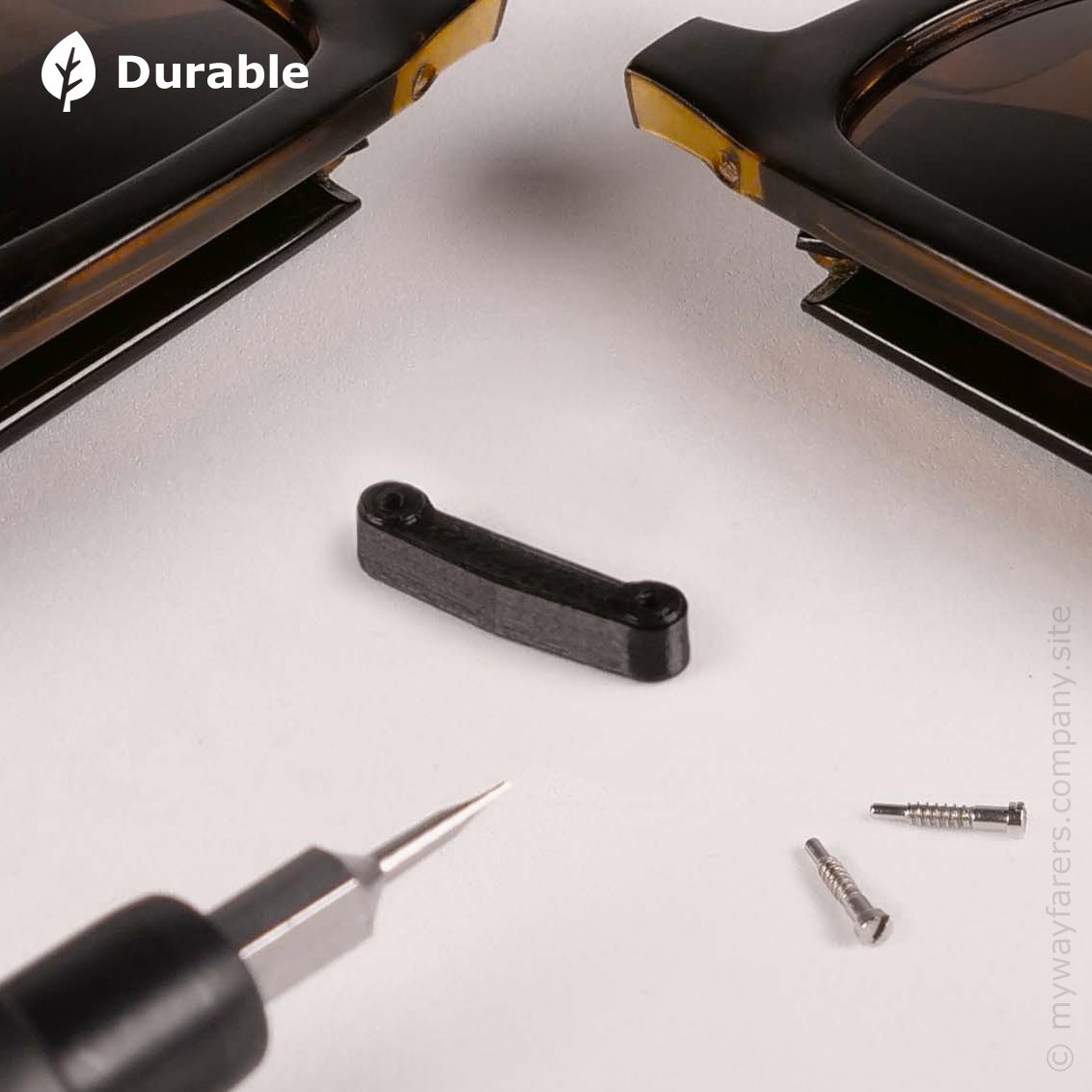 1 Black PLA Bridge (Replacement Part for Ray Ban Folding Wayfarer RB 4105).