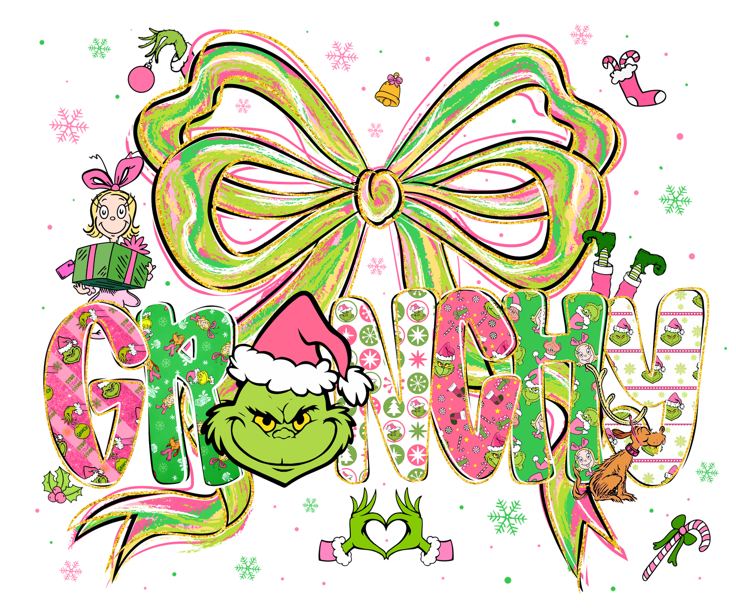 Merry Grinchmas  DTF Transfers ( PINK )