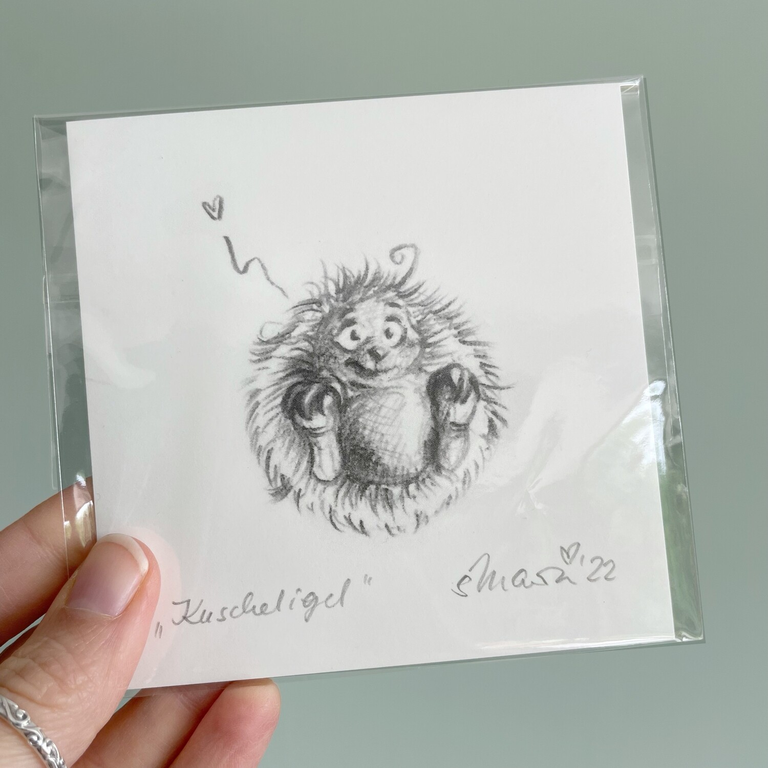 Kunstdruck Knuddeligel - 10x10 cm - handsigniert