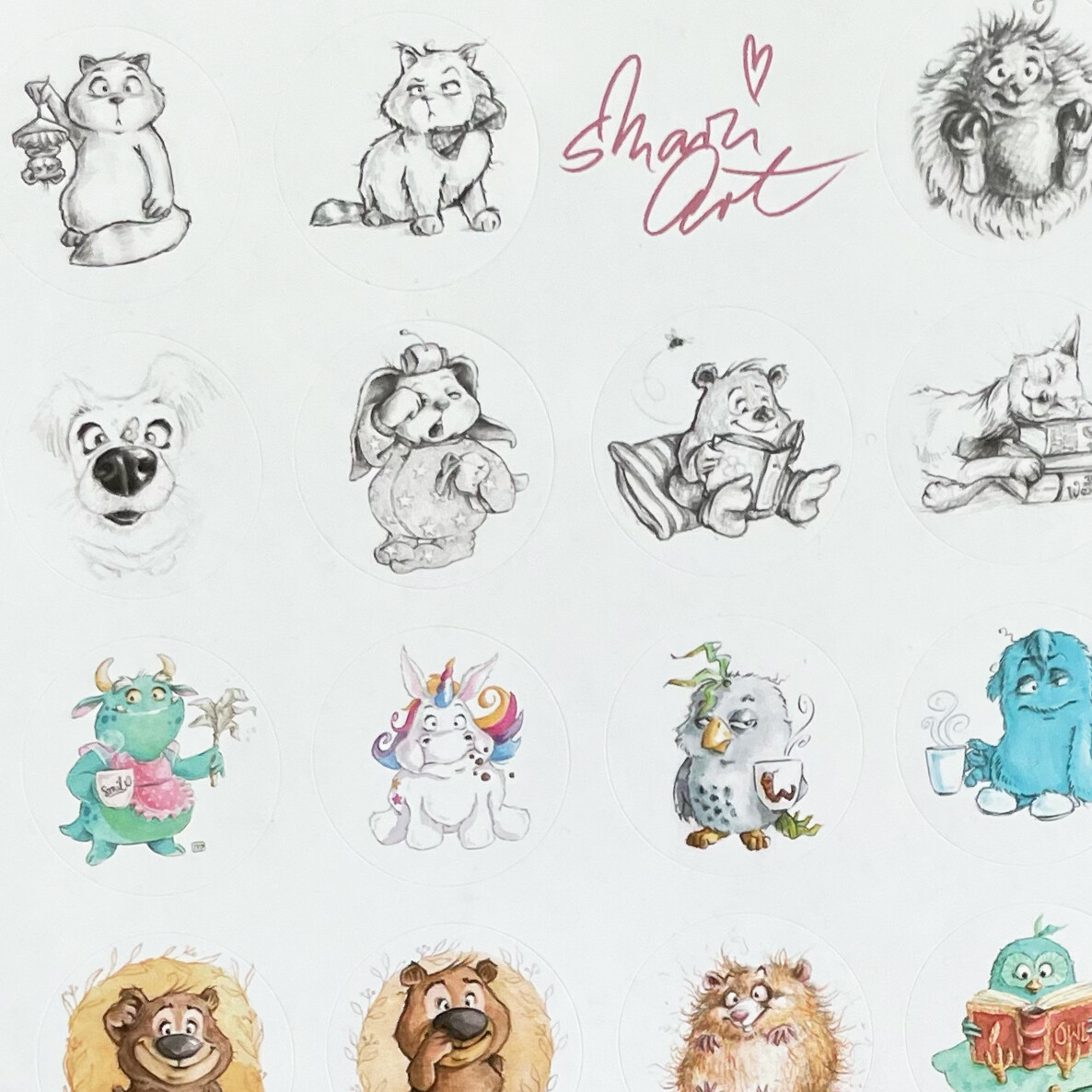 Stickerbogen Lustige Tierwesen - 30 Aufkleber