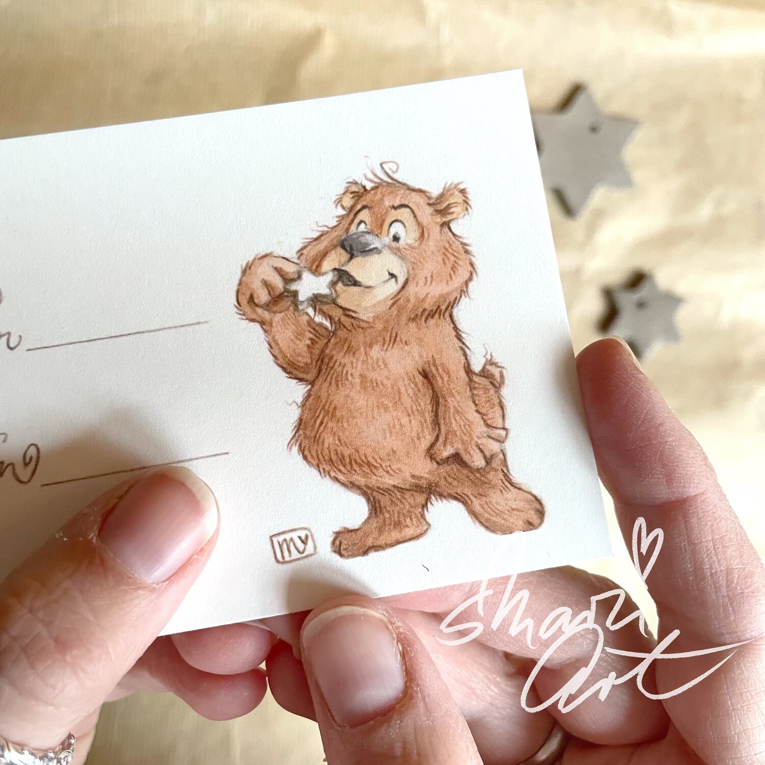 Geschenkanhänger BÄR - Set mit 5 Karten zum Thema Weihnachten