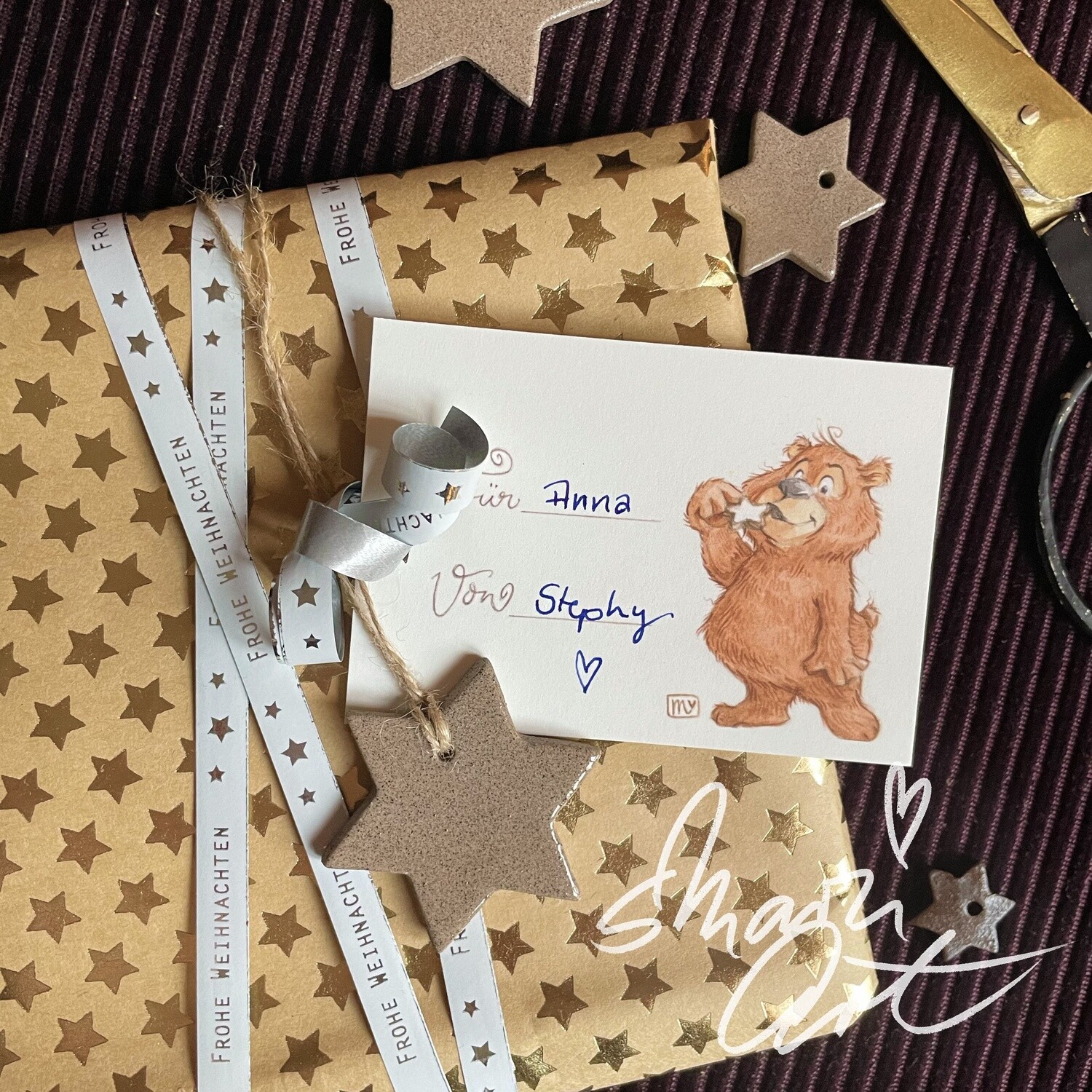 Geschenkanhänger BÄR - Set mit 5 Karten zum Thema Weihnachten