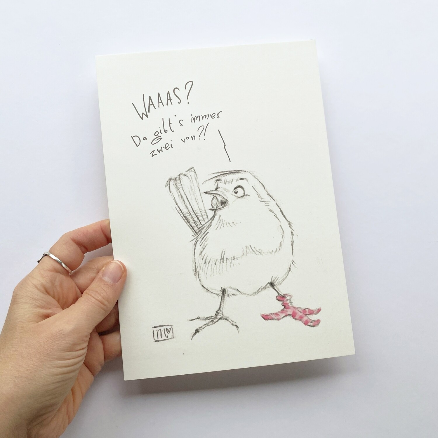 Kunstdruck - Spatz mit Socke