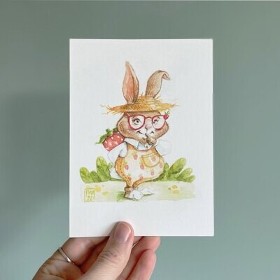 Postkarte Frühlings-Hase , Kunstdruck