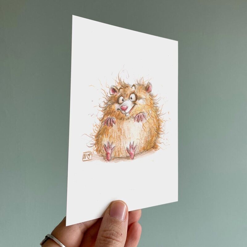 Postkarte Crazy Hamster - Kunstdruck