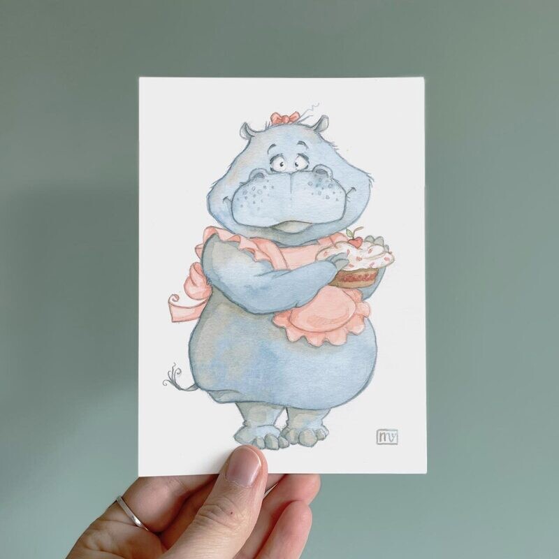 Postkarte Madame Hippo