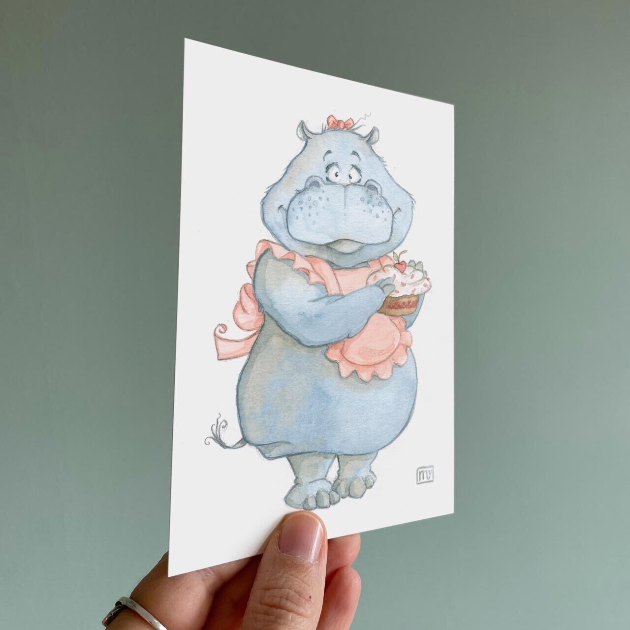 Postkarte Madame Hippo