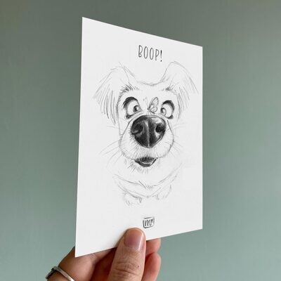 Postkarte Hund - Boop , Kunstdruck