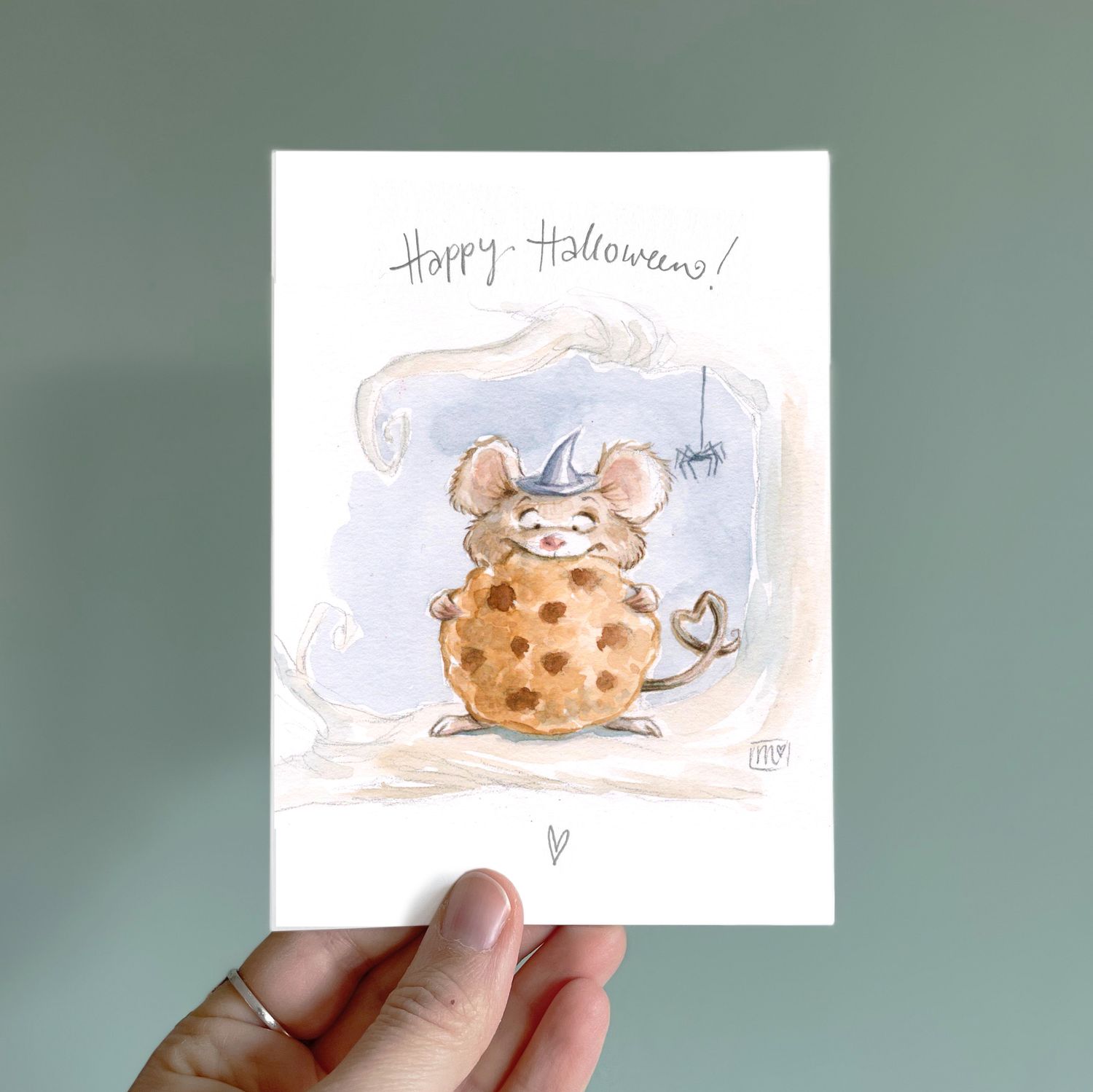 Postkarte Halloween Maus, Kunstdruck