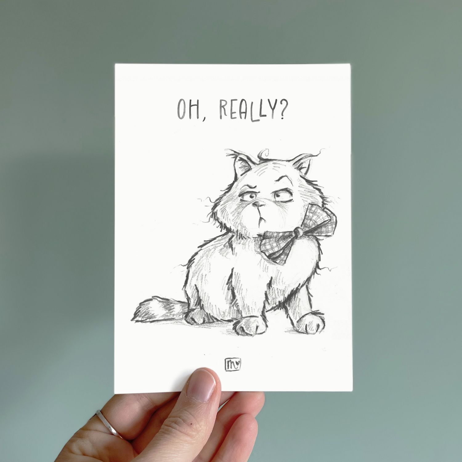 Postkarte Oh, really? Cat , Kunstdruck